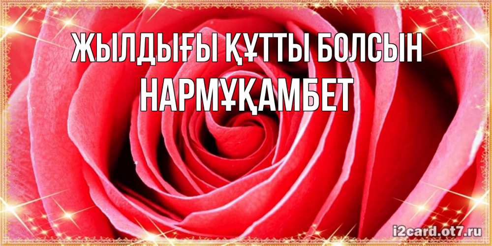 Күн сайын ашық хат с именем, НАРМҰҚАМБЕТ Жылдығы құтты болсын розовая роза очень крупный бутон Онлайн тегін жүктеп алу тілектері бар керемет карта 