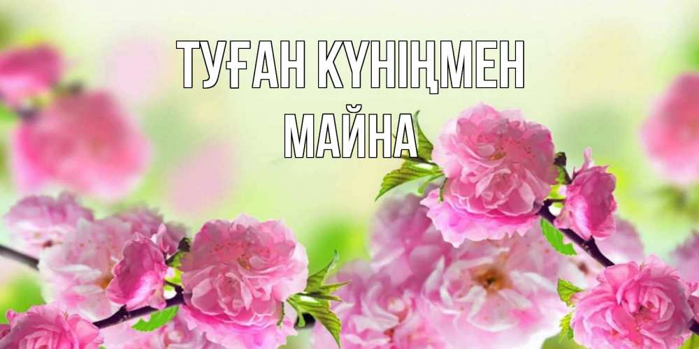 Күн сайын ашық хат с именем, МАЙНА Туған күніңмен веточки с цветками Онлайн тегін жүктеп алу тілектері бар керемет карта 