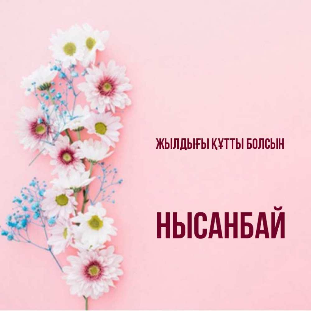 Күн сайын ашық хат с именем, НЫСАНБАЙ Жылдығы құтты болсын Родная моя с днем рождения тебя картинка с цветами белыми и голубыми Онлайн тегін жүктеп алу тілектері бар керемет карта 