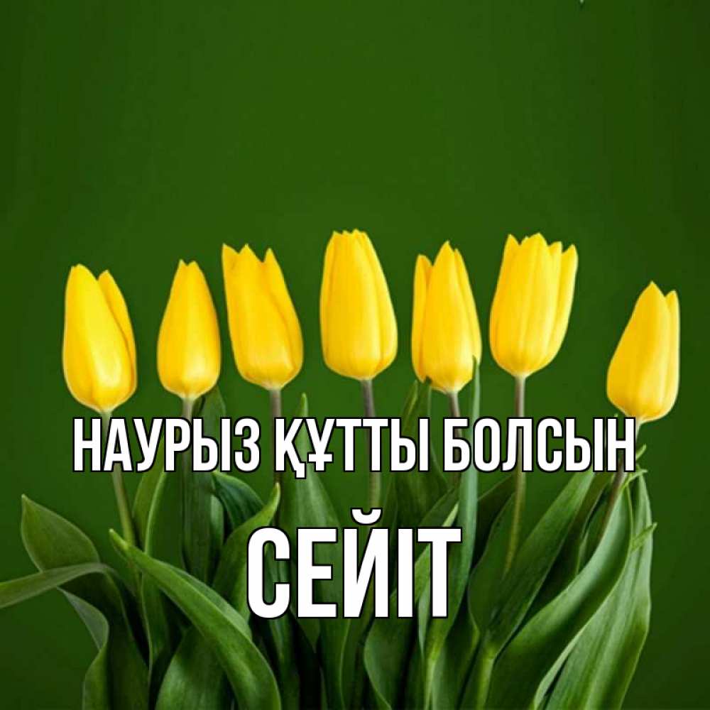 Күн сайын ашық хат с именем, СЕЙІТ Наурыз құтты болсын желтого цвета 3 Онлайн тегін жүктеп алу тілектері бар керемет карта 