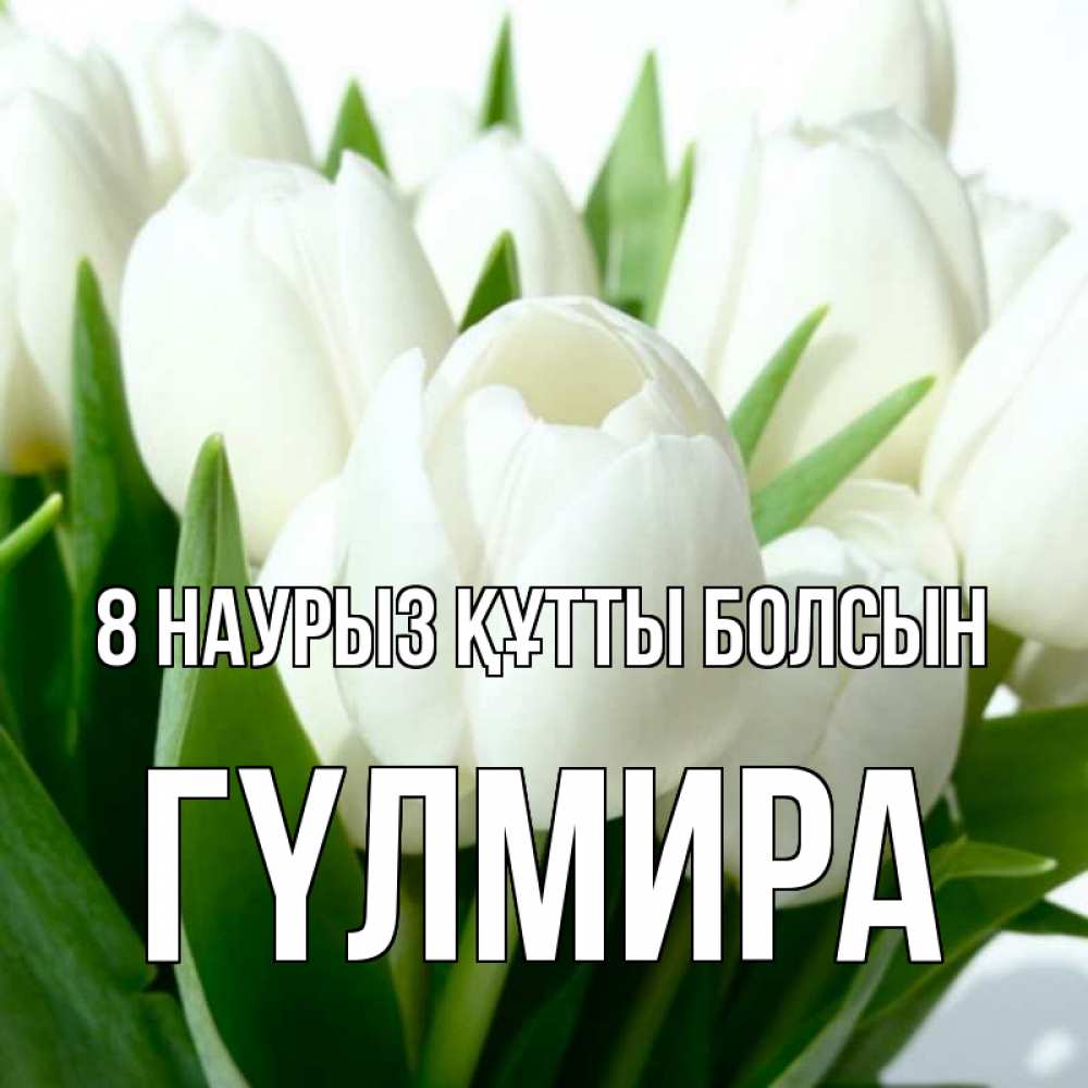 Күн сайын ашық хат с именем, ГҮЛМИРА 8 наурыз құтты болсын цветы Онлайн тегін жүктеп алу тілектері бар керемет карта 