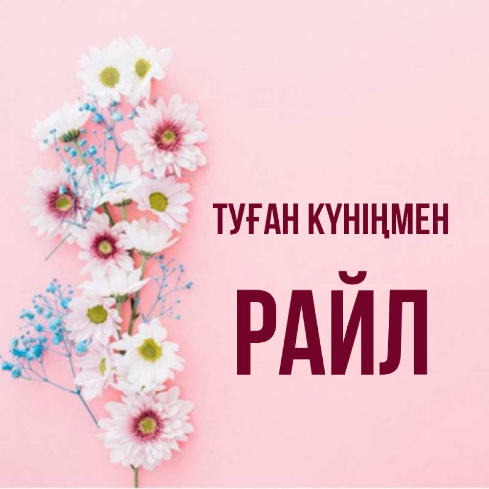 Күн сайын ашық хат с именем, РАЙЛ Туған күніңмен Родная моя с днем рождения тебя картинка с цветами белыми и голубыми Онлайн тегін жүктеп алу тілектері бар керемет карта 