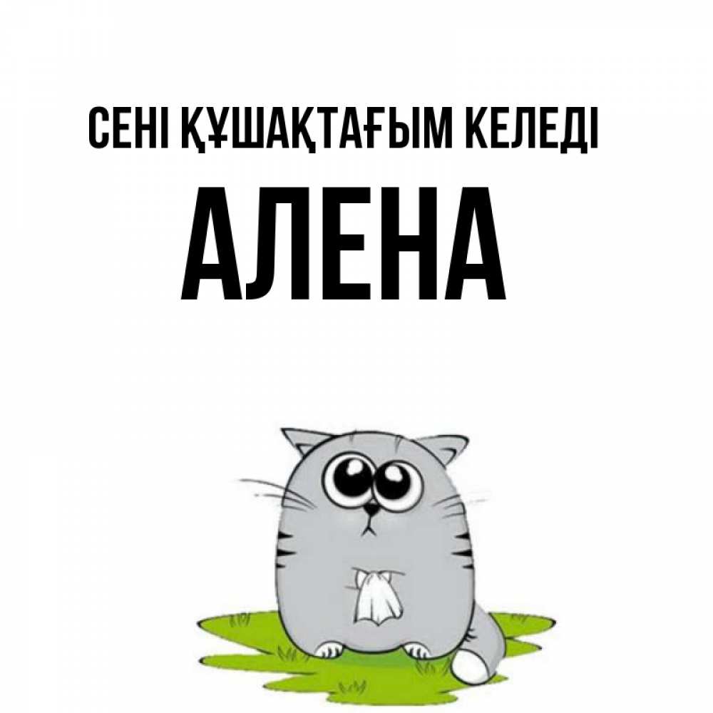Күн сайын ашық хат с именем, Алена сені құшақтағым келеді котик теребит платочек сидя на травке Онлайн тегін жүктеп алу тілектері бар керемет карта 