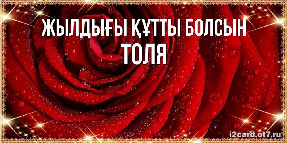 Күн сайын ашық хат с именем, Толя Жылдығы құтты болсын роса на розе блестящая в лучах солнца Онлайн тегін жүктеп алу тілектері бар керемет карта 