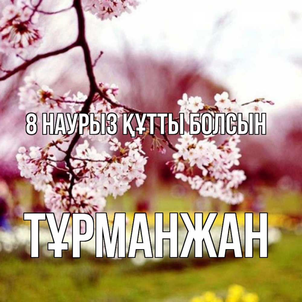 Күн сайын ашық хат с именем, ТҰРМАНЖАН 8 наурыз құтты болсын яблоня Онлайн тегін жүктеп алу тілектері бар керемет карта 