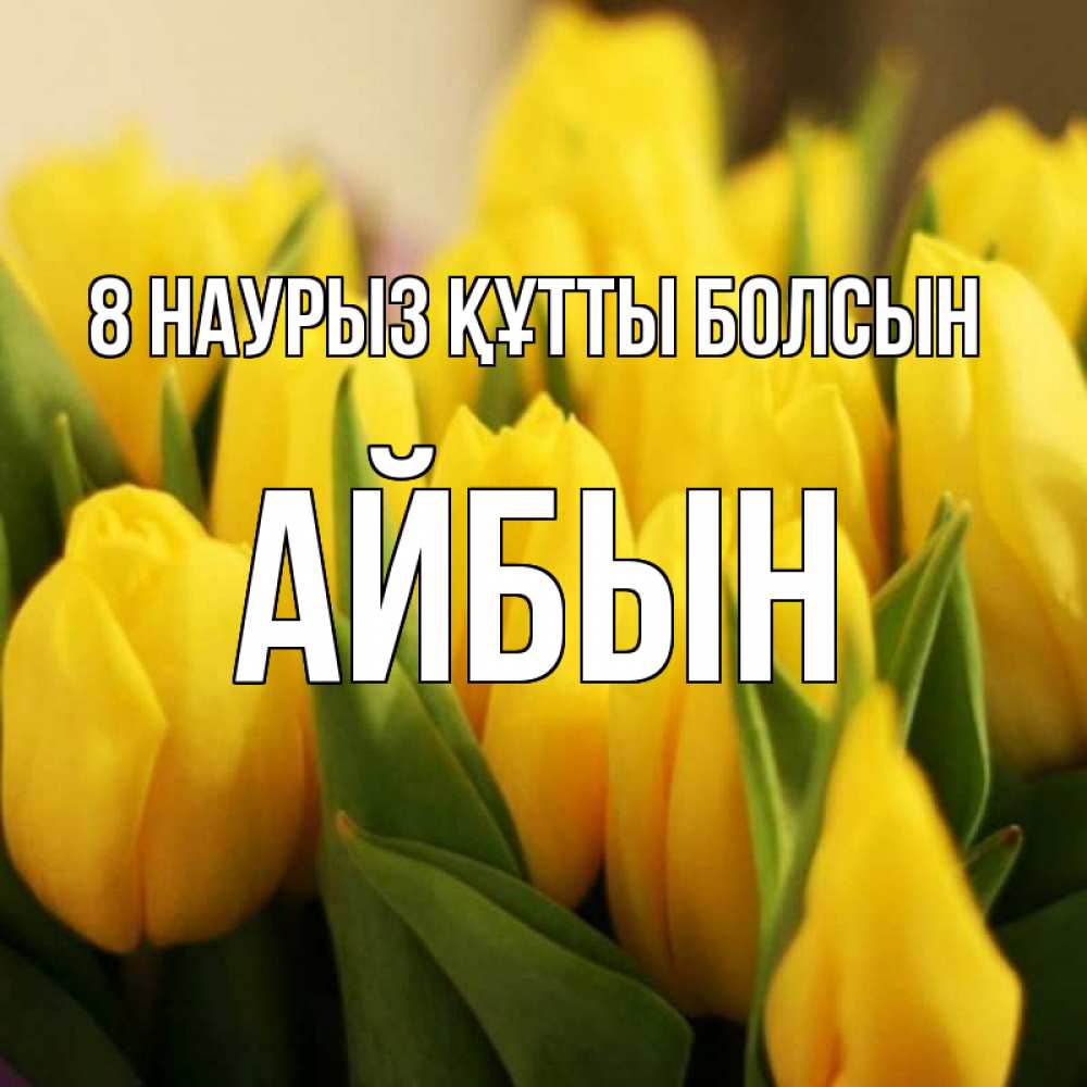 Күн сайын ашық хат с именем, Айбын 8 наурыз құтты болсын цветы Онлайн тегін жүктеп алу тілектері бар керемет карта 