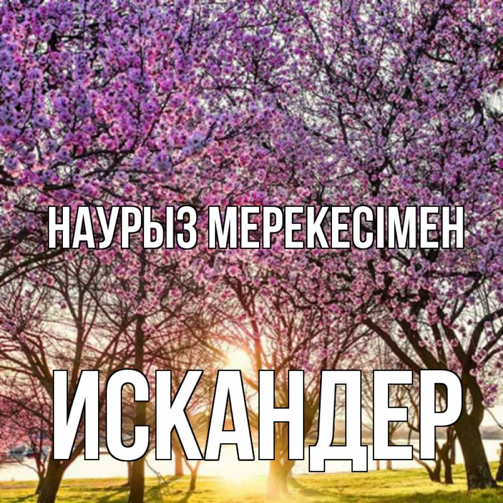 Күн сайын ашық хат с именем, Искандер Наурыз мерекесімен праздник весны наурыз Онлайн тегін жүктеп алу тілектері бар керемет карта 