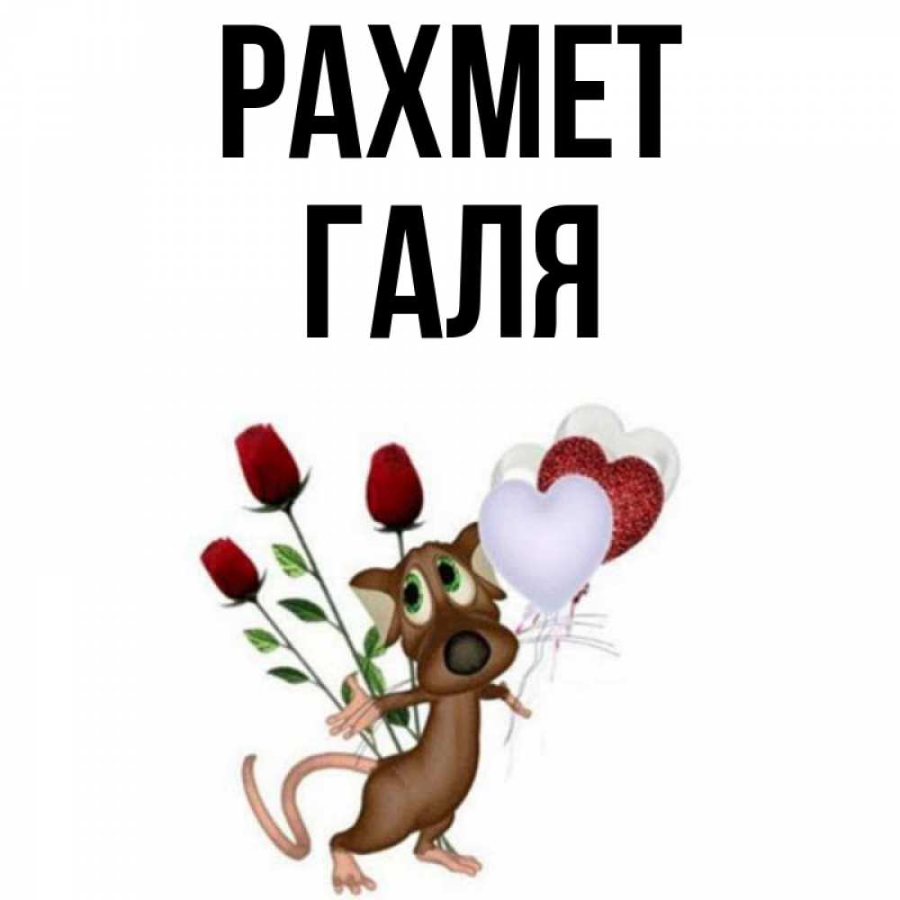 Күн сайын ашық хат с именем, Галя рахмет песик с шариками в форме сердец Онлайн тегін жүктеп алу тілектері бар керемет карта 