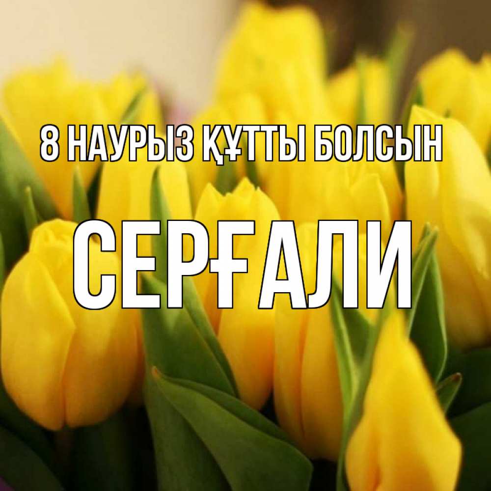 Күн сайын ашық хат с именем, СЕРҒАЛИ 8 наурыз құтты болсын цветы Онлайн тегін жүктеп алу тілектері бар керемет карта 