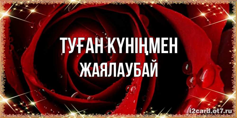 Күн сайын ашық хат с именем, Жаялаубай Туған күніңмен цветок в росе на день рождения Онлайн тегін жүктеп алу тілектері бар керемет карта 
