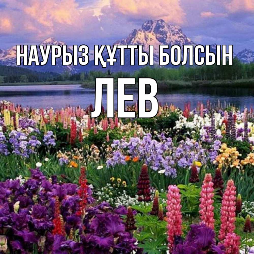 Күн сайын ашық хат с именем, Лев Наурыз құтты болсын наурыз Онлайн тегін жүктеп алу тілектері бар керемет карта 