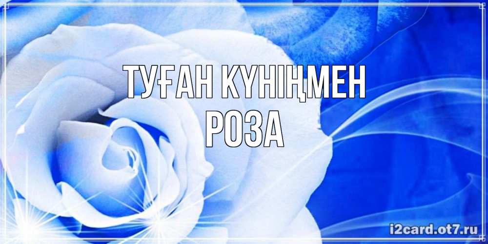 Күн сайын ашық хат с именем, РОЗА Туған күніңмен белая роза на голубом фоне Онлайн тегін жүктеп алу тілектері бар керемет карта 