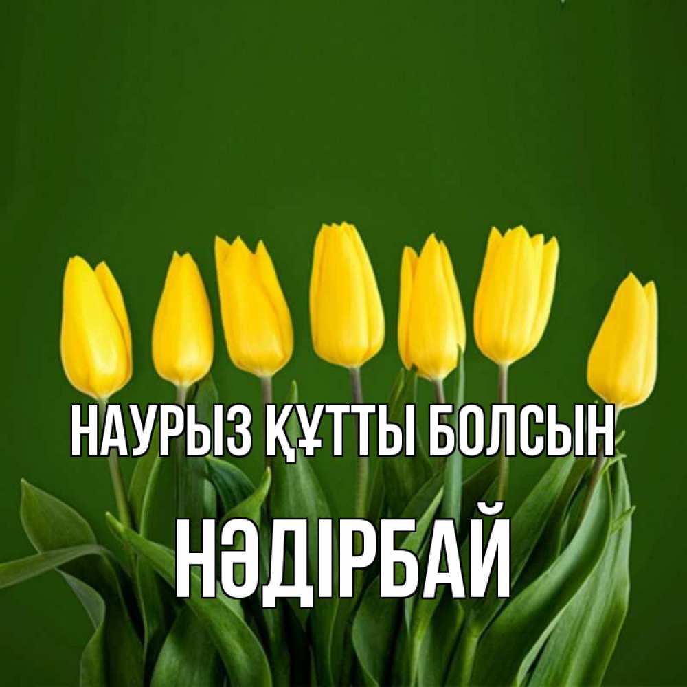 Күн сайын ашық хат с именем, НӘДІРБАЙ Наурыз құтты болсын желтого цвета 3 Онлайн тегін жүктеп алу тілектері бар керемет карта 