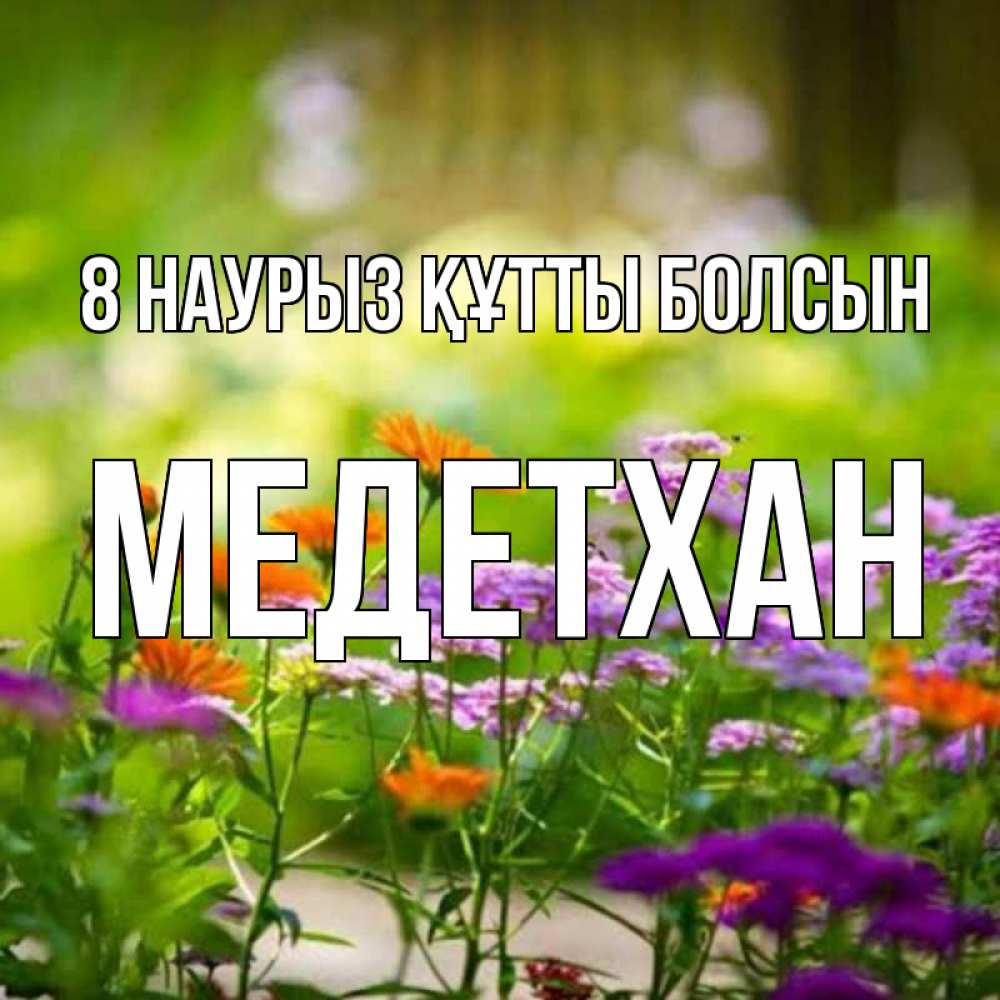 Күн сайын ашық хат с именем, МЕДЕТХАН 8 наурыз құтты болсын цветы Онлайн тегін жүктеп алу тілектері бар керемет карта 