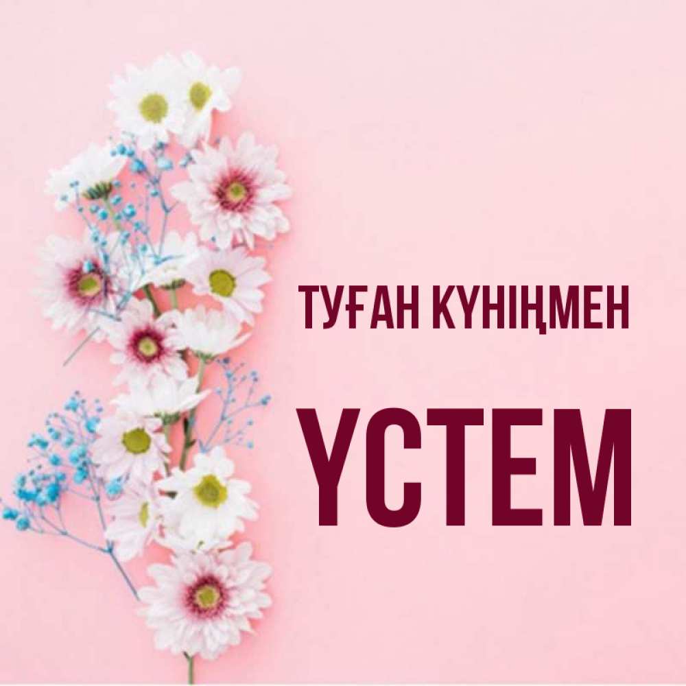 Күн сайын ашық хат с именем, ҮСТЕМ Туған күніңмен Родная моя с днем рождения тебя картинка с цветами белыми и голубыми Онлайн тегін жүктеп алу тілектері бар керемет карта 