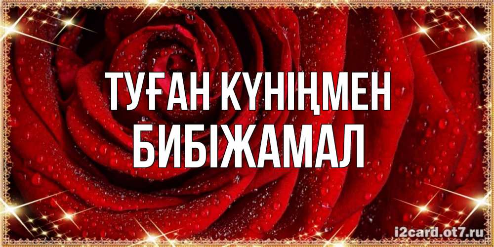 Күн сайын ашық хат с именем, БИБІЖАМАЛ Туған күніңмен роса на розе блестящая в лучах солнца Онлайн тегін жүктеп алу тілектері бар керемет карта 