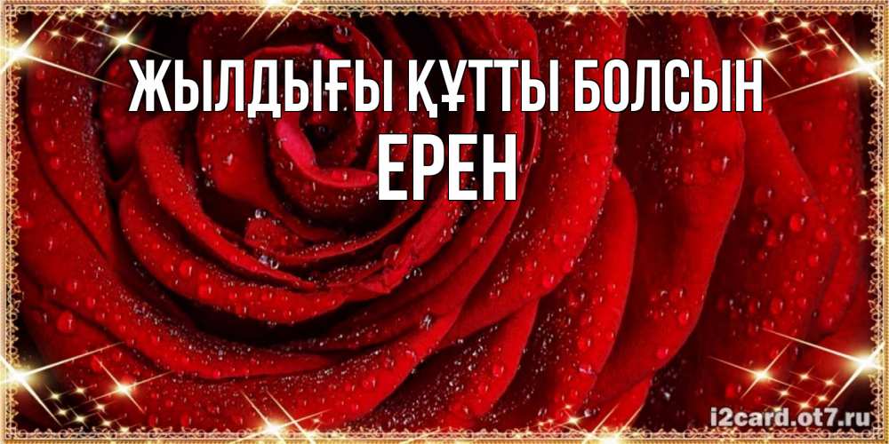 Күн сайын ашық хат с именем, Ерен Жылдығы құтты болсын роса на розе блестящая в лучах солнца Онлайн тегін жүктеп алу тілектері бар керемет карта 