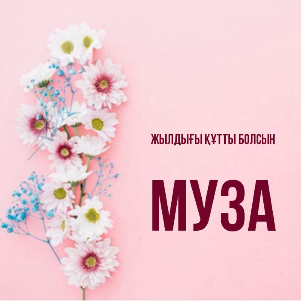 Күн сайын ашық хат с именем, Муза Жылдығы құтты болсын Родная моя с днем рождения тебя картинка с цветами белыми и голубыми Онлайн тегін жүктеп алу тілектері бар керемет карта 