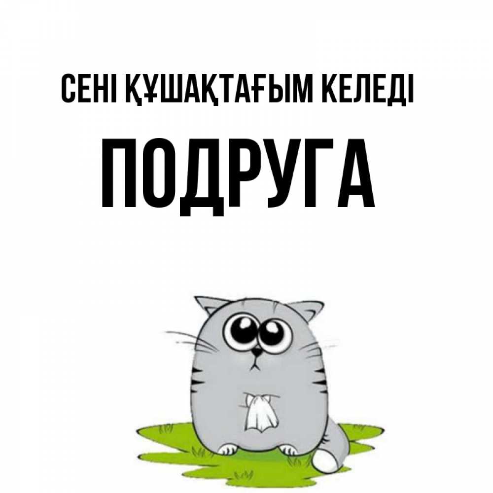 Күн сайын ашық хат с именем, Подруга сені құшақтағым келеді котик теребит платочек сидя на травке Онлайн тегін жүктеп алу тілектері бар керемет карта 