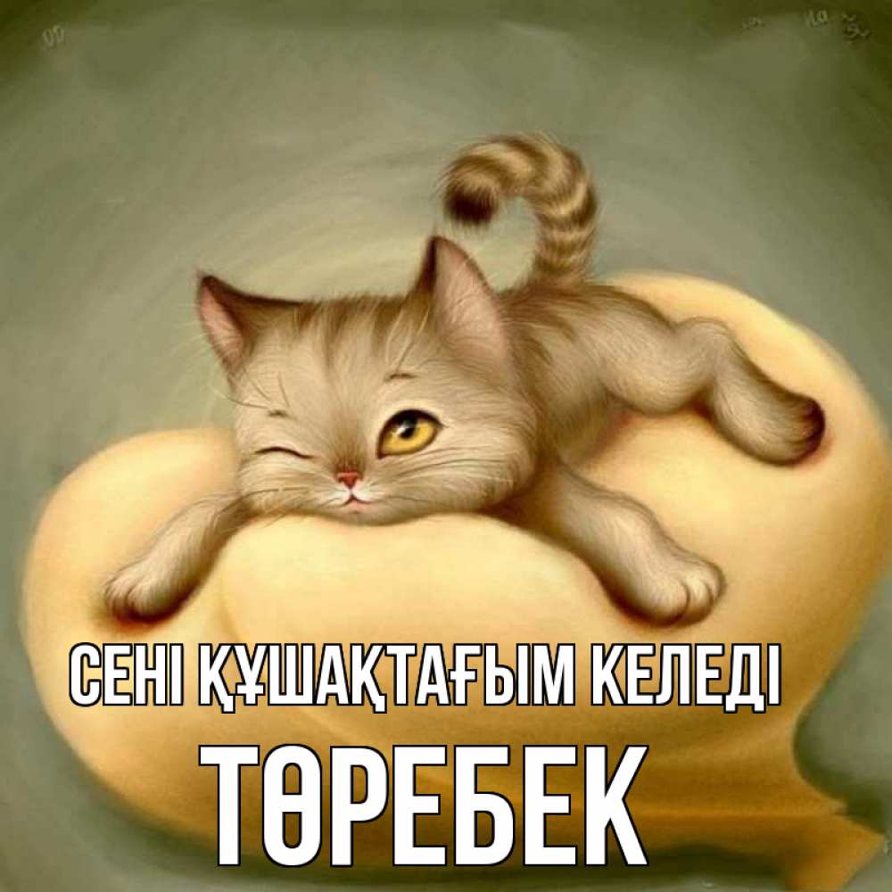 Күн сайын ашық хат с именем, ТӨРЕБЕК сені құшақтағым келеді кошечка Онлайн тегін жүктеп алу тілектері бар керемет карта 