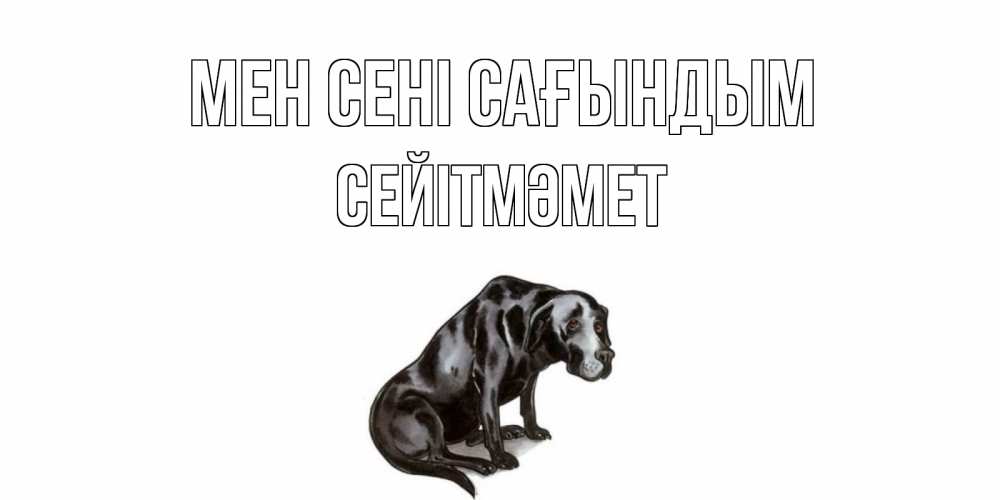 Күн сайын ашық хат с именем, СЕЙІТМӘМЕТ Мен сені сағындым я по тебе скучаю открытка с собакой Онлайн тегін жүктеп алу тілектері бар керемет карта 