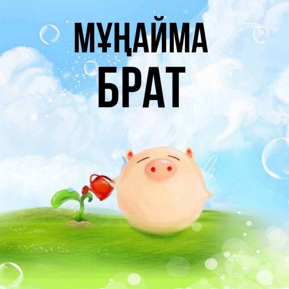 Күн сайын ашық хат с именем, Брат Мұңайма поливает цветок порося Онлайн тегін жүктеп алу тілектері бар керемет карта 
