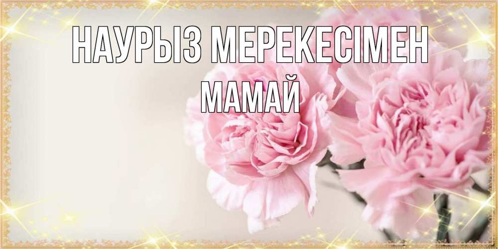 Күн сайын ашық хат с именем, Мамай Наурыз мерекесімен открытка с розовыми цветами в рамочке с подписью праздник весны наурыз Онлайн тегін жүктеп алу тілектері бар керемет карта 