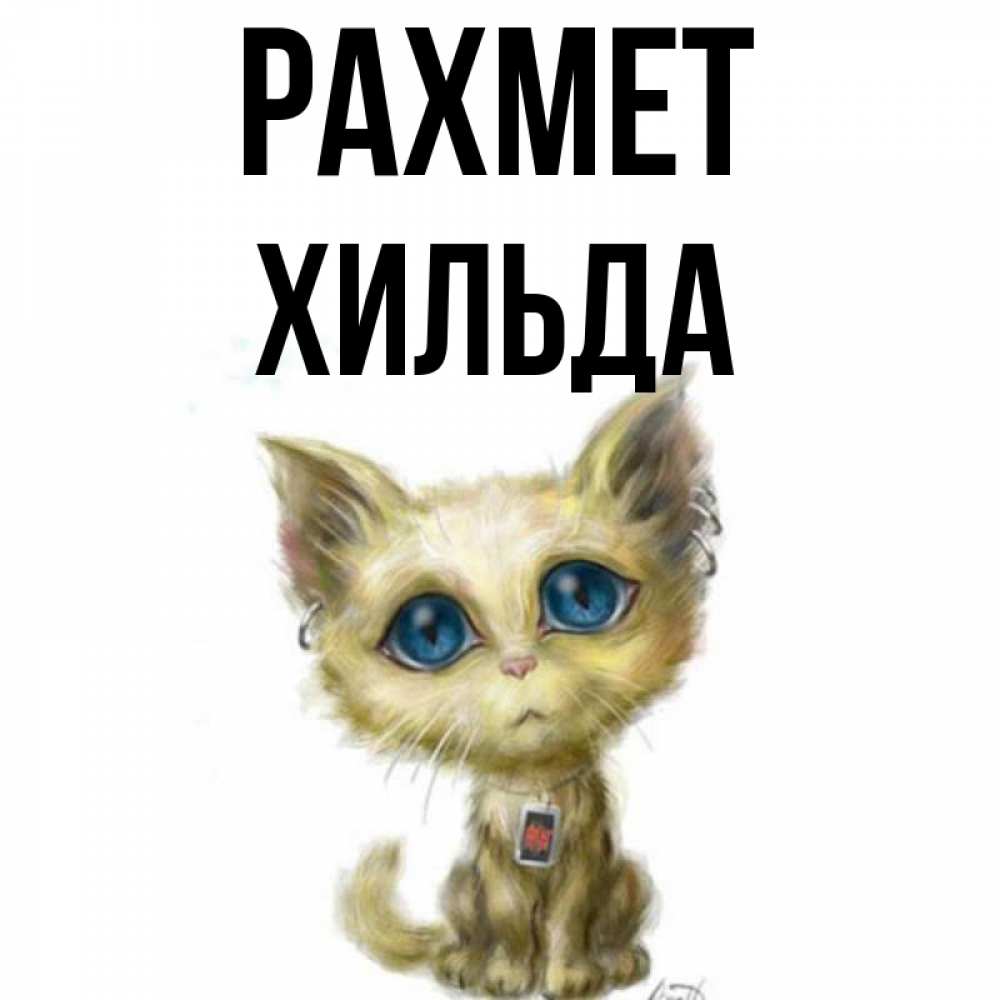 Күн сайын ашық хат с именем, Хильда рахмет рисованный кот благодарит вас Онлайн тегін жүктеп алу тілектері бар керемет карта 