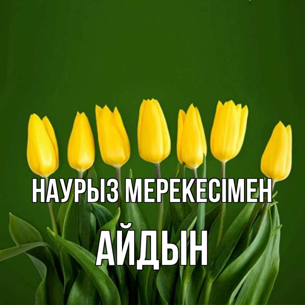 Күн сайын ашық хат с именем, Айдын Наурыз мерекесімен желтого цвета 3 Онлайн тегін жүктеп алу тілектері бар керемет карта 