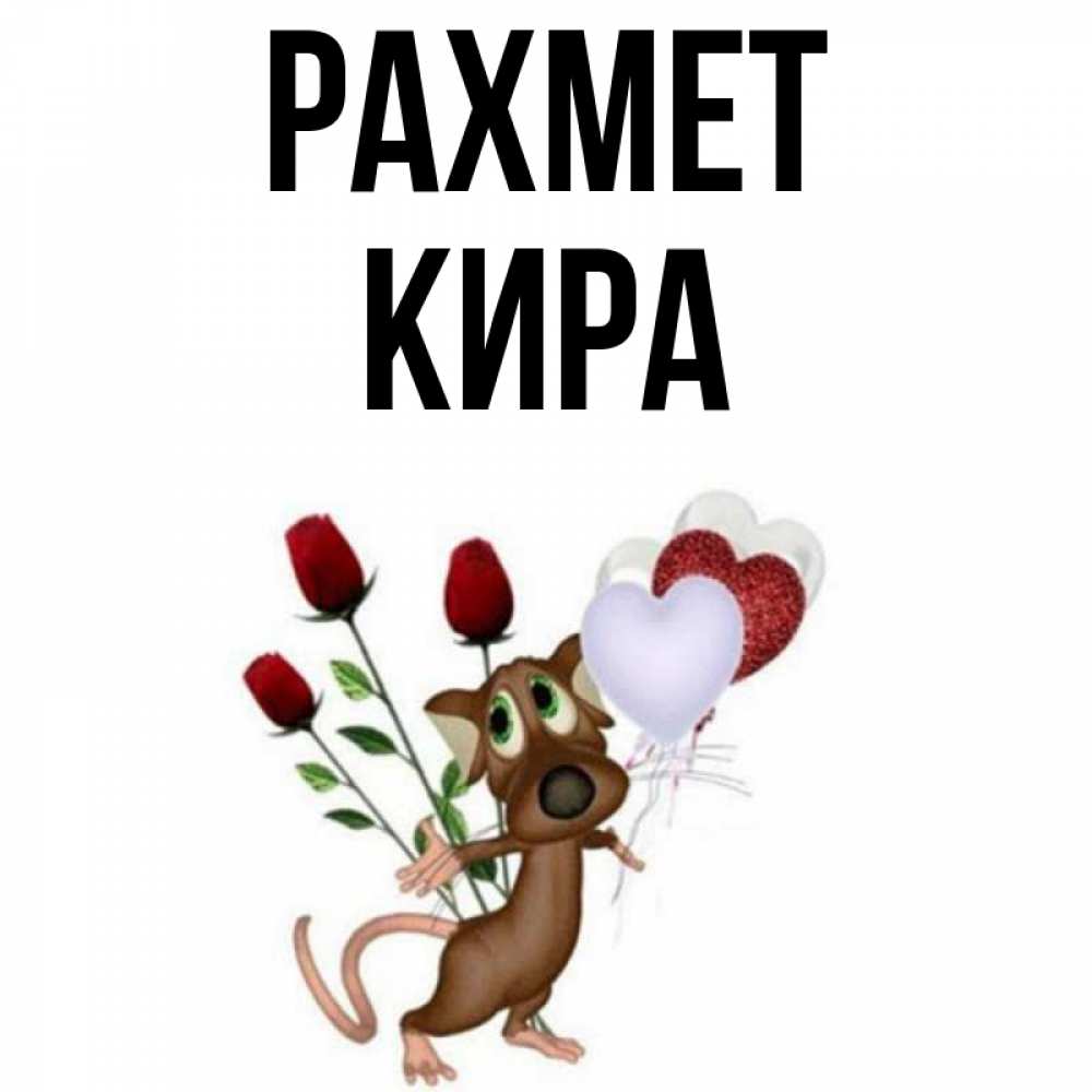 Күн сайын ашық хат с именем, Кира рахмет песик с шариками в форме сердец Онлайн тегін жүктеп алу тілектері бар керемет карта 
