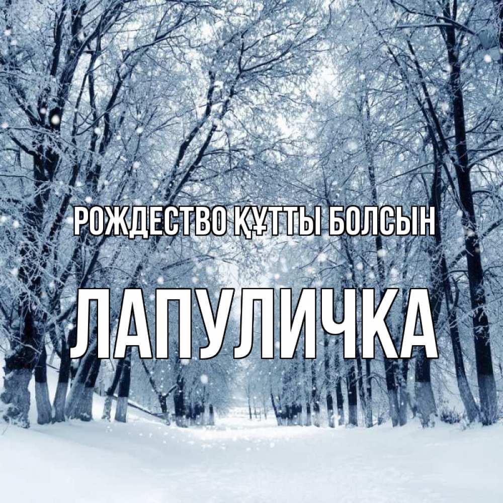 Күн сайын ашық хат с именем, Лапуличка Рождество құтты болсын снег, лес, парк Онлайн тегін жүктеп алу тілектері бар керемет карта 