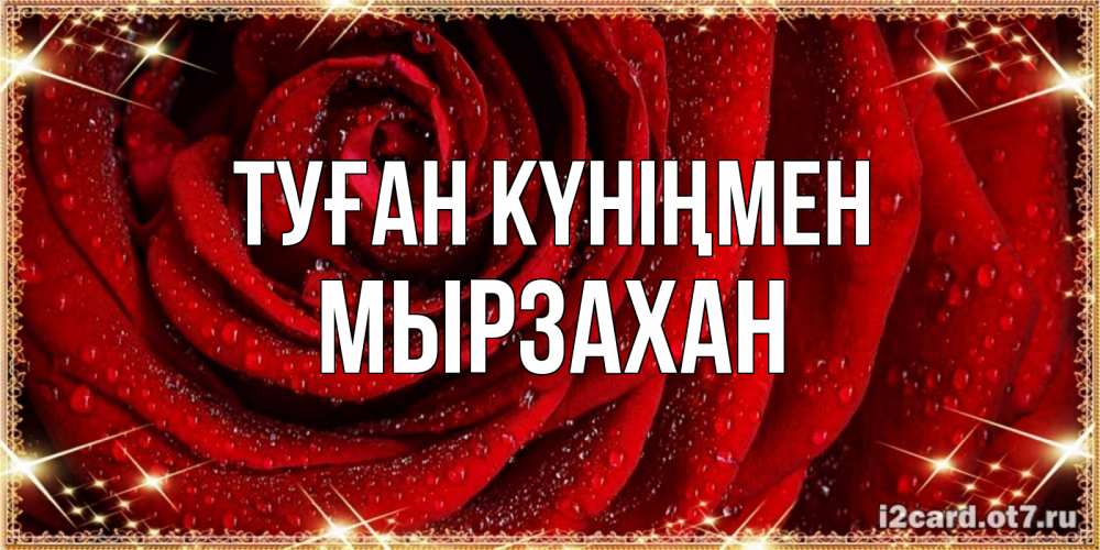Күн сайын ашық хат с именем, Мырзахан Туған күніңмен роса на розе блестящая в лучах солнца Онлайн тегін жүктеп алу тілектері бар керемет карта 
