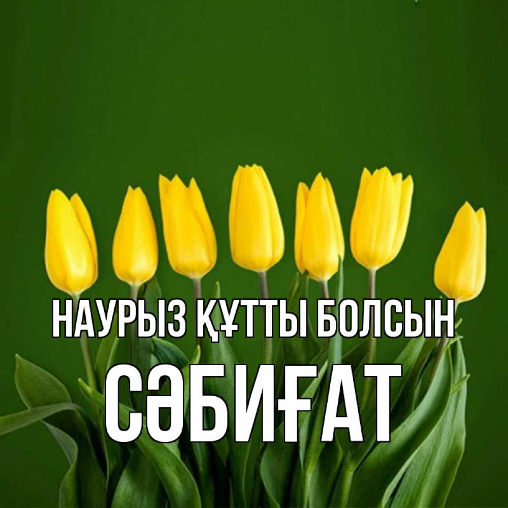 Күн сайын ашық хат с именем, СӘБИҒАТ Наурыз құтты болсын желтого цвета 3 Онлайн тегін жүктеп алу тілектері бар керемет карта 