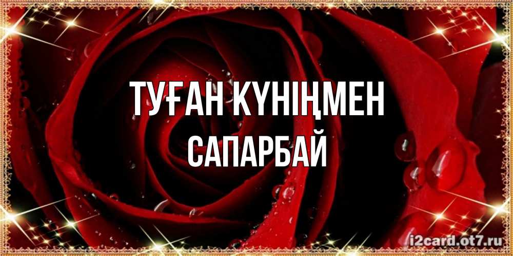 Күн сайын ашық хат с именем, САПАРБАЙ Туған күніңмен цветок в росе на день рождения Онлайн тегін жүктеп алу тілектері бар керемет карта 
