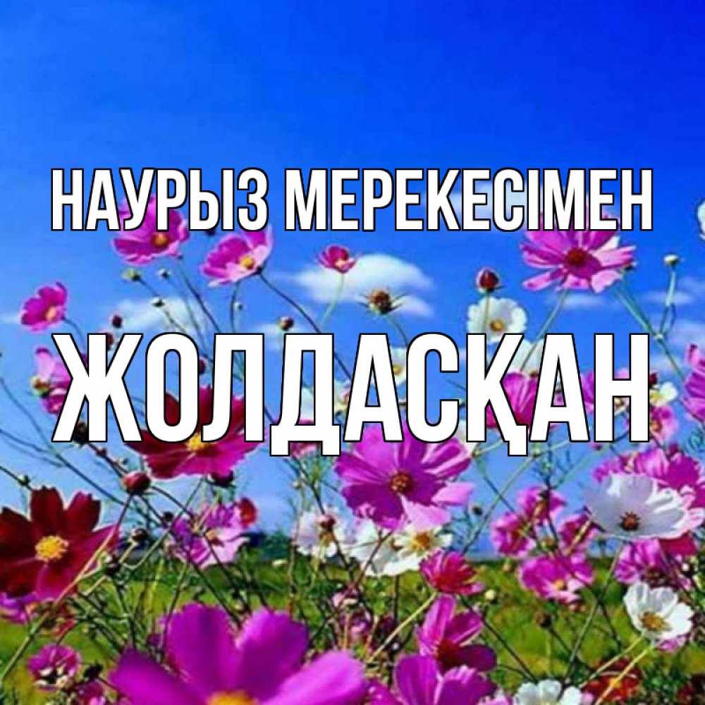 Күн сайын ашық хат с именем, Жолдасқан Наурыз мерекесімен цветы Онлайн тегін жүктеп алу тілектері бар керемет карта 