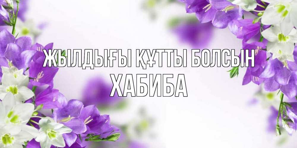 Күн сайын ашық хат с именем, ХАБИБА Жылдығы құтты болсын открытка на день рождения с сиреневыми цветами Онлайн тегін жүктеп алу тілектері бар керемет карта 