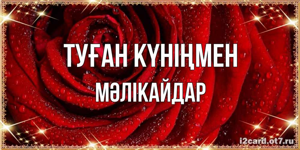 Күн сайын ашық хат с именем, МӘЛІКАЙДАР Туған күніңмен роса на розе блестящая в лучах солнца Онлайн тегін жүктеп алу тілектері бар керемет карта 