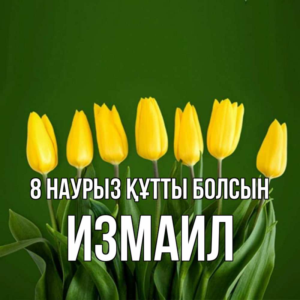 Күн сайын ашық хат с именем, Измаил 8 наурыз құтты болсын желтого цвета 3 Онлайн тегін жүктеп алу тілектері бар керемет карта 
