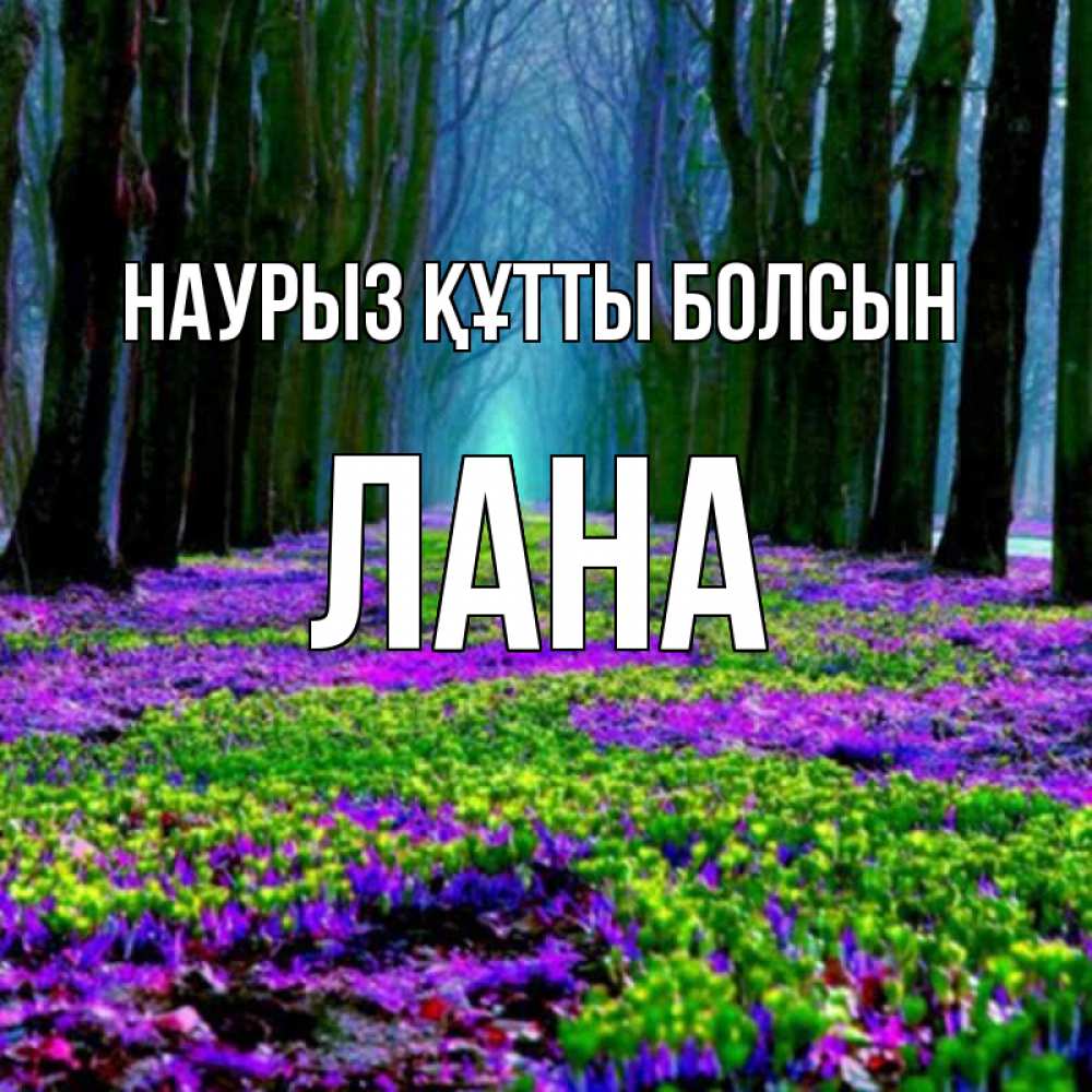 Күн сайын ашық хат с именем, Лана Наурыз құтты болсын фиолетовые цветы в лесу 1 Онлайн тегін жүктеп алу тілектері бар керемет карта 