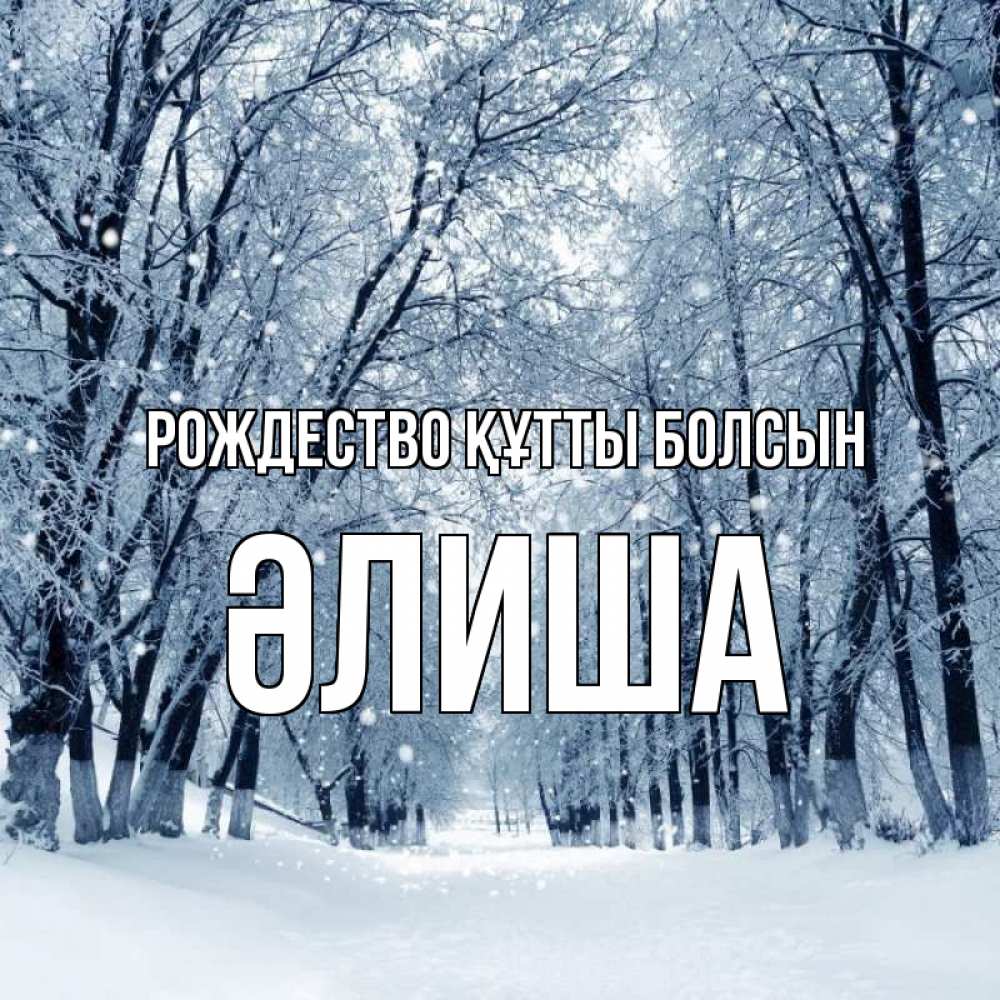 Күн сайын ашық хат с именем, ӘЛИША Рождество құтты болсын снег, лес, парк Онлайн тегін жүктеп алу тілектері бар керемет карта 