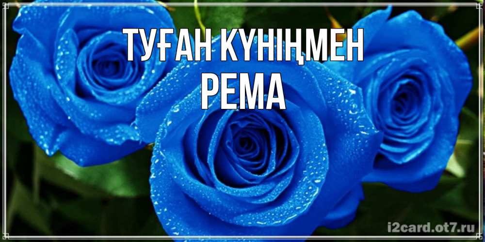 Күн сайын ашық хат с именем, Рема Туған күніңмен розы с синим цветом Онлайн тегін жүктеп алу тілектері бар керемет карта 