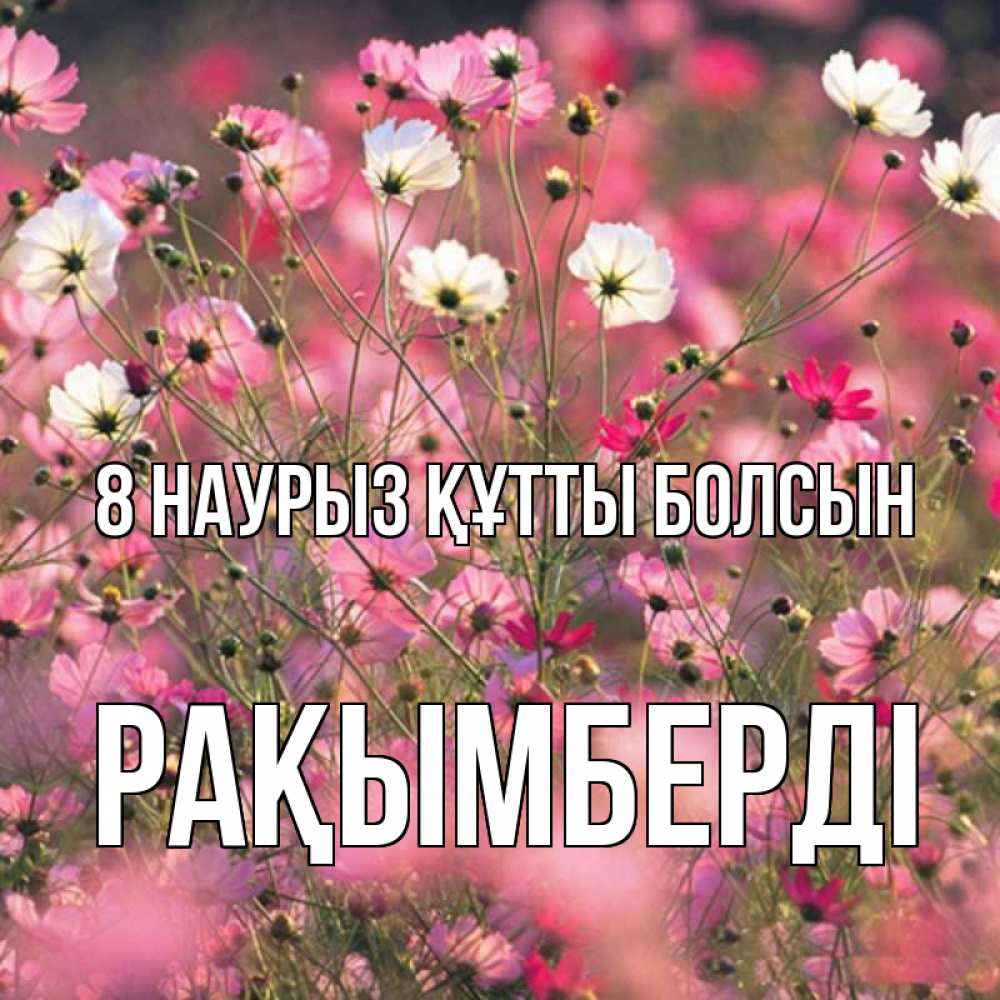Күн сайын ашық хат с именем, Рақымберді 8 наурыз құтты болсын красиво 1 Онлайн тегін жүктеп алу тілектері бар керемет карта 