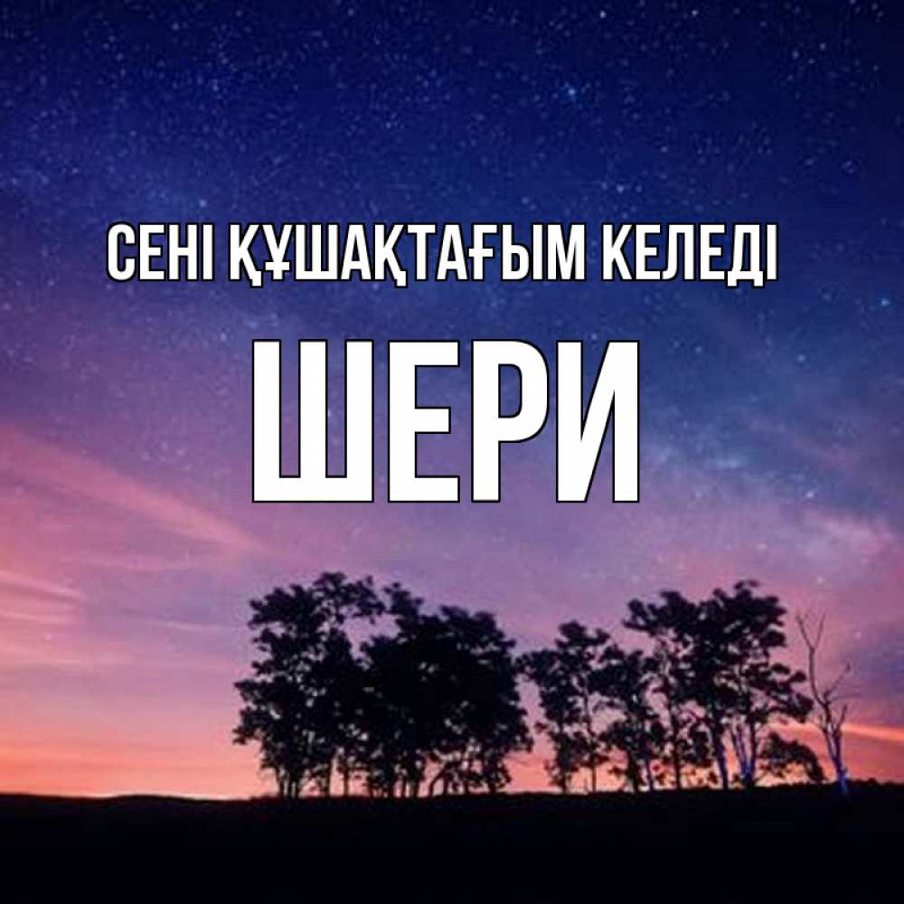 Күн сайын ашық хат с именем, ШЕРИ сені құшақтағым келеді силуэты деревьев Онлайн тегін жүктеп алу тілектері бар керемет карта 