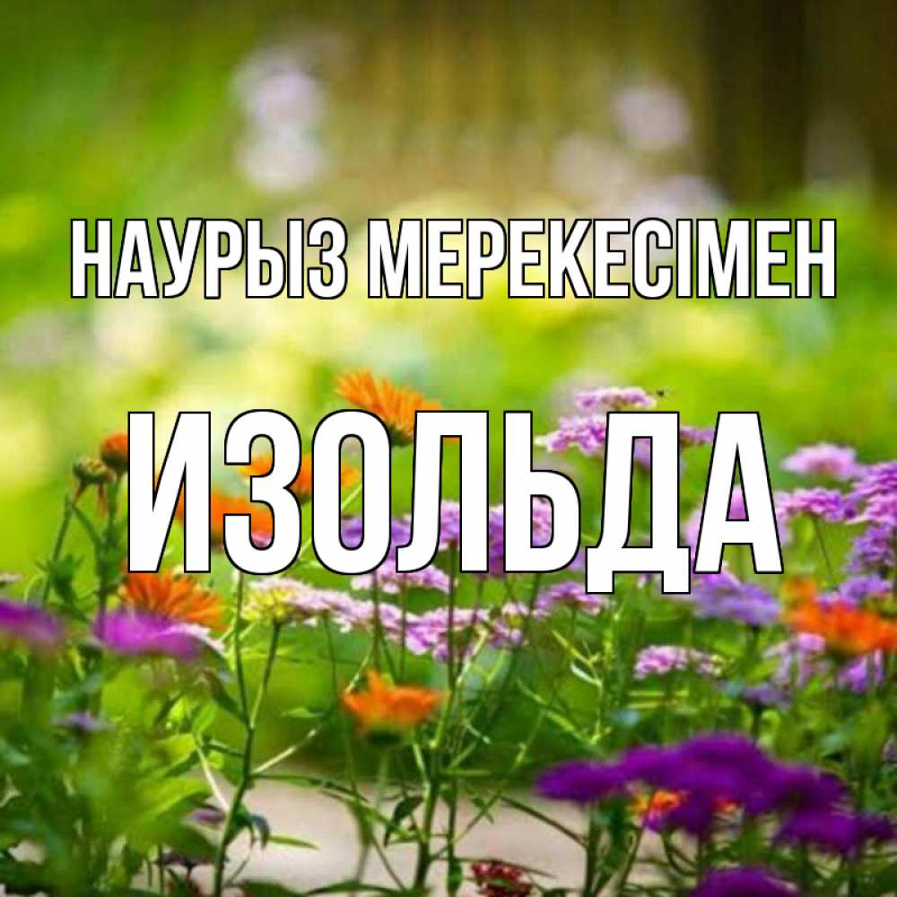 Күн сайын ашық хат с именем, Изольда Наурыз мерекесімен цветы Онлайн тегін жүктеп алу тілектері бар керемет карта 