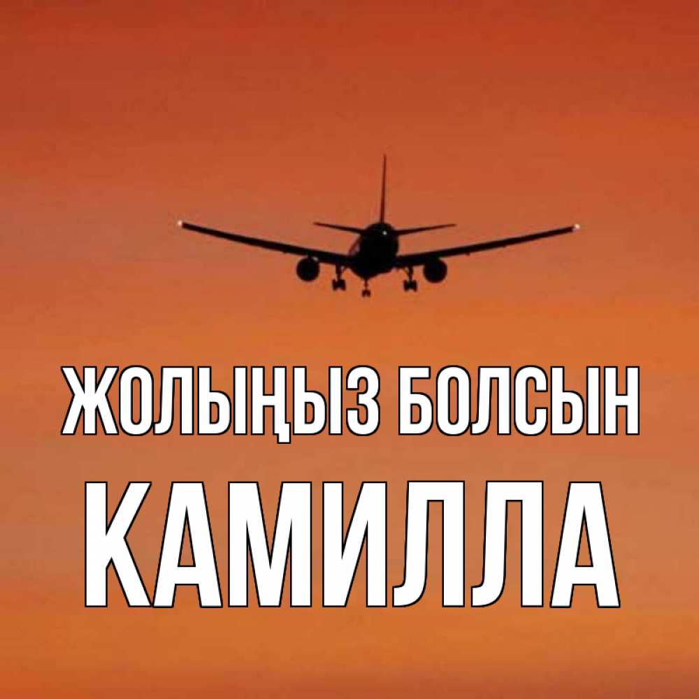 Күн сайын ашық хат с именем, Камилла Жолыңыз болсын силуэт самолета Онлайн тегін жүктеп алу тілектері бар керемет карта 