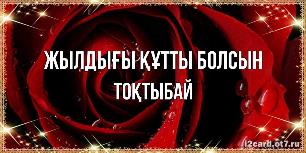 Күн сайын ашық хат с именем, ТОҚТЫБАЙ Жылдығы құтты болсын цветок в росе на день рождения Онлайн тегін жүктеп алу тілектері бар керемет карта 