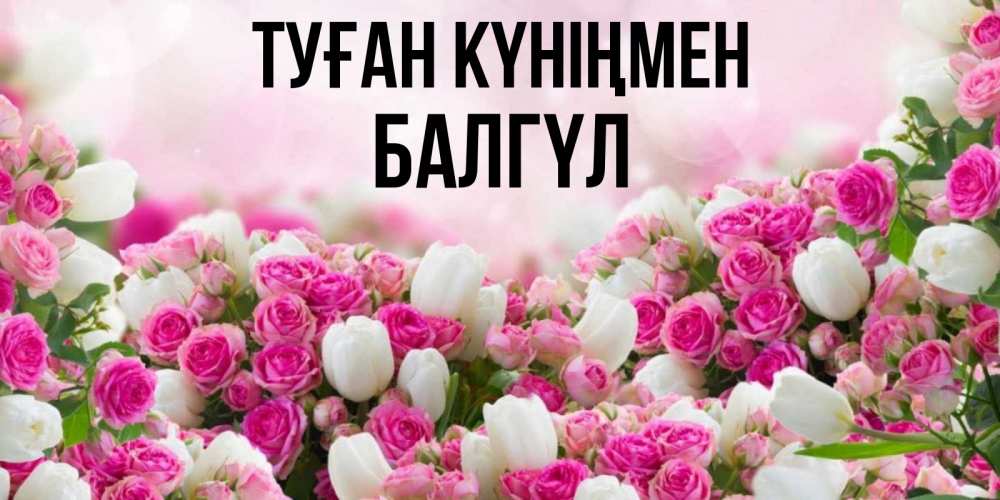 Күн сайын ашық хат с именем, БАЛГҮЛ Туған күніңмен открытка с разными розами Онлайн тегін жүктеп алу тілектері бар керемет карта 