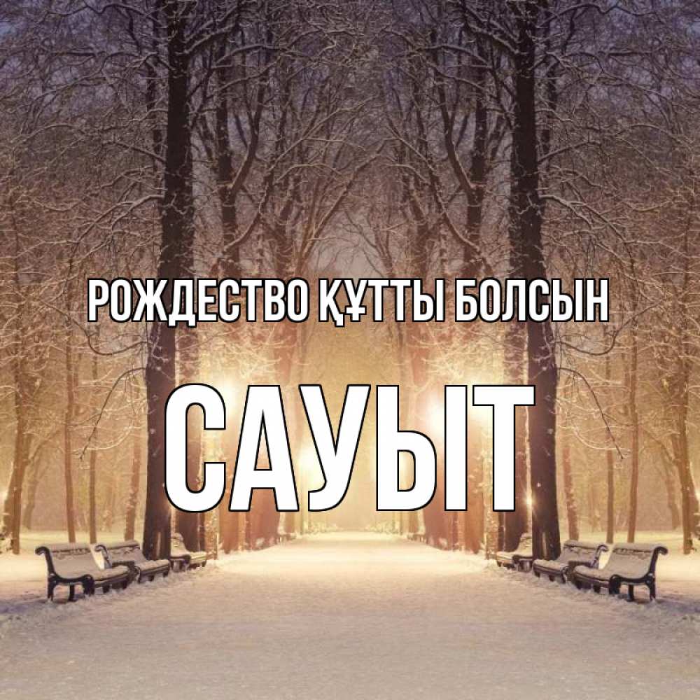 Күн сайын ашық хат с именем, САУЫТ Рождество құтты болсын зима, парк, фонарь, лес Онлайн тегін жүктеп алу тілектері бар керемет карта 
