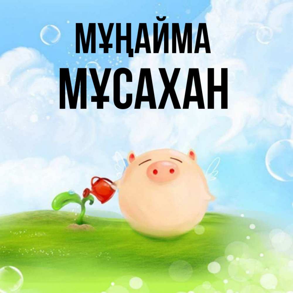 Күн сайын ашық хат с именем, Мұсахан Мұңайма поливает цветок порося Онлайн тегін жүктеп алу тілектері бар керемет карта 