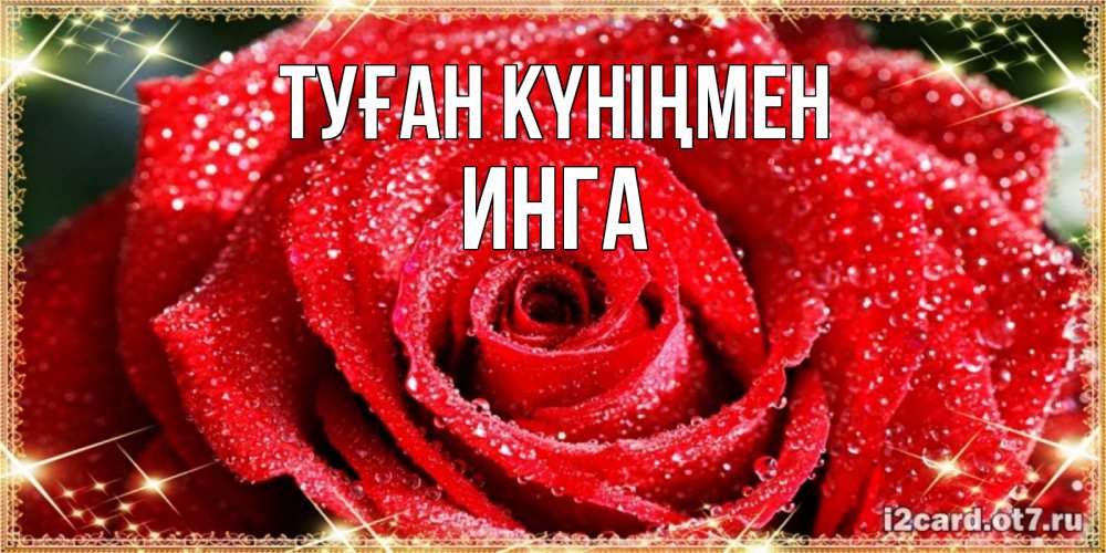 Күн сайын ашық хат с именем, Инга Туған күніңмен роса и роза. открытка с красивой розой Онлайн тегін жүктеп алу тілектері бар керемет карта 